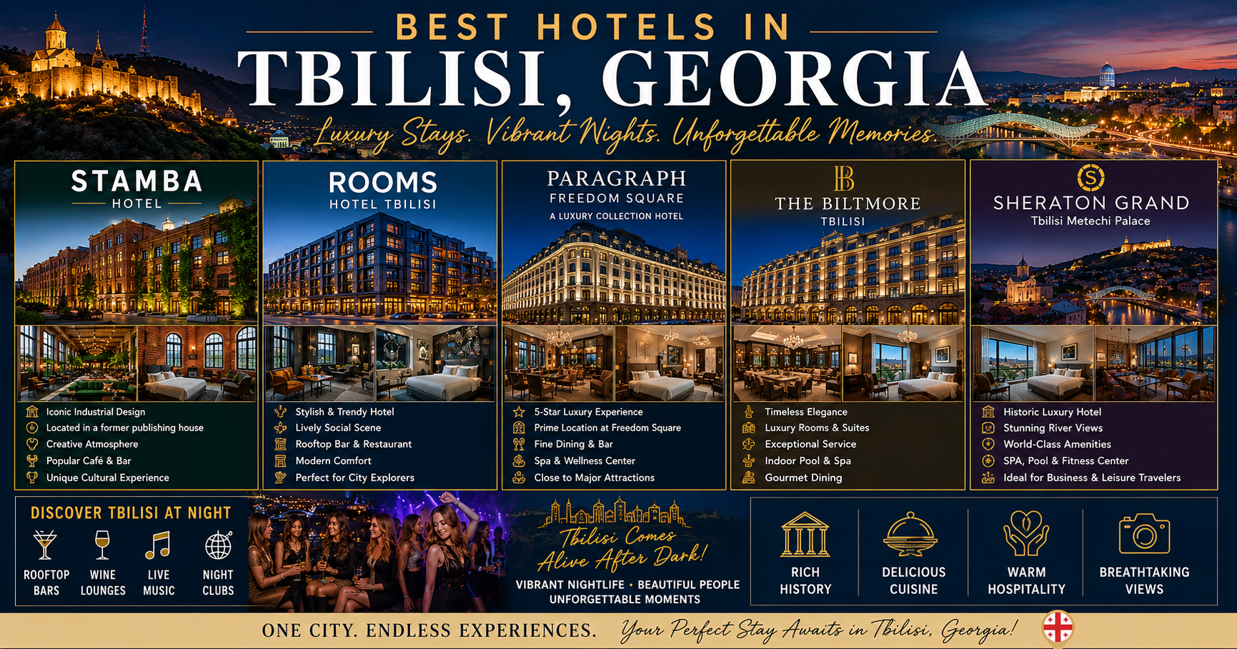 The Best Tbilisi Hotels – Luxury, Nightlife, and City Atmosphere